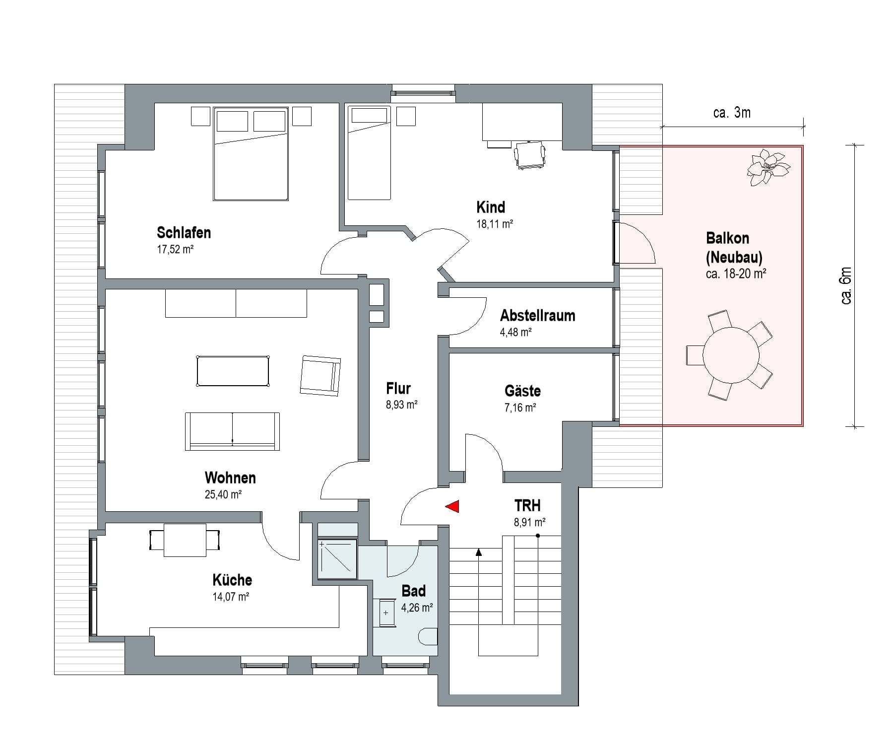 Grundriss OG mit Dachterrassenoption